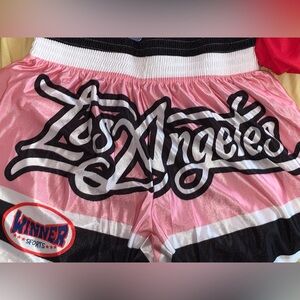 Brand new pink basket ball shorts Los Angeles color block